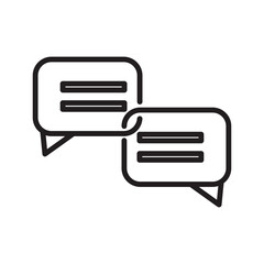 Chat message icon with two speech bubbles. Communication and conversation symbol in simple line style illustration.