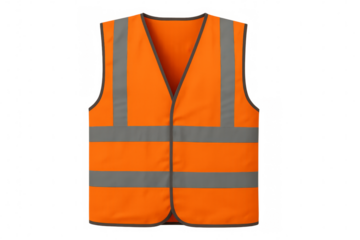 High-visibility safety vest ensuring protection on transparent background