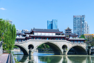 The Anshun Covered Bridge beside the Jiuyan Bridge in Chengdu