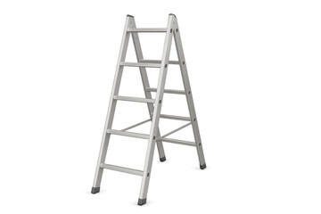 Metal ladder standing on transparent background