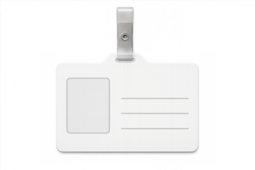 Blank white identification card hanging with transparent background