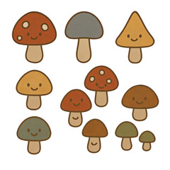 手描き風キノコアイコン｜Hand Drawn Mushroom Icons