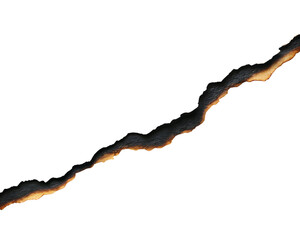 A burnt torn paper edge isolated on transparent background