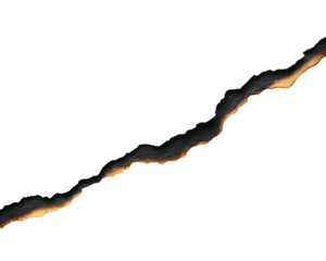 A burnt torn paper edge isolated on transparent background