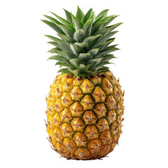 Fototapeta premium Fresh and Juicy Pineapple Isolated on White Background with Detailed Texture and Sharp Green Leaves