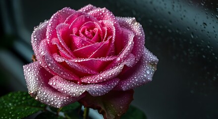 Dew-Kissed Pink Rose: A Macro Study of Nature's Elegance