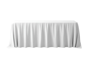 Empty white tablecloth on a rectangular table