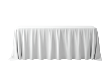 Empty white tablecloth on a rectangular table