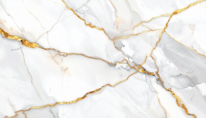 Fototapeta premium Luxurious white marble texture with striking golden veins, ideal for elegant design backgrounds and surfaces.