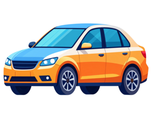 Flat Vector Sedan Icon with Minimalist Design, Family and Luxury Car Symbol, isolated on transparent background PNG