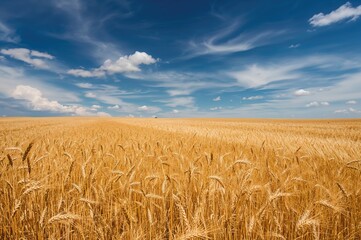 Vast Wheat Meadow Under a Clear Blue Sky