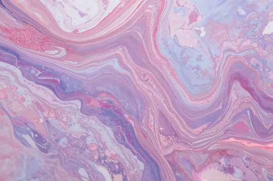 Fototapeta Sophisticated swirling lavender and pink marble design created from liquid nail polish, ideal for cosmetic backgrounds and wide banners.