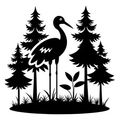 Stork Nest Silhouette Vector