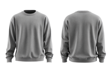 Gray crew neck sweatshirt, front and back view