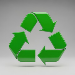 Obraz premium Green recycling symbol isolated on white background
