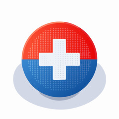 Obraz premium Red and Blue Circular Icon With A White Cross