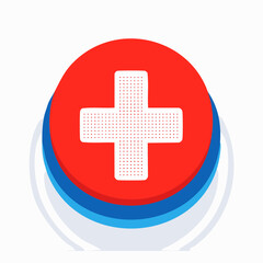 Fototapeta premium 3D Red And Blue Medical Button With White Cross