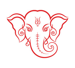 Red ganesha head, a symbol of wisdom and prosperity