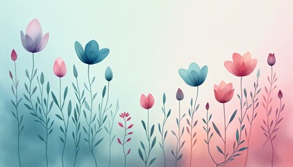 digital illustration of group flowers and plants