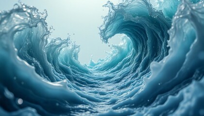 closeup of large wave breaking in ocean