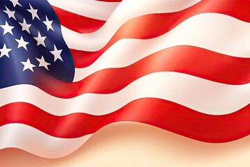 Obraz premium Waving American Flag Patriotic Symbol Of Freedom