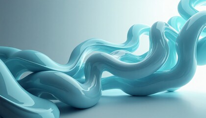 abstract digital art piece appears to made up of multiple wavy lines in light blue color