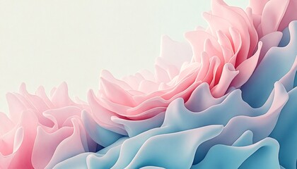 abstract digital art piece appears to closeup of group pink and blue flowers