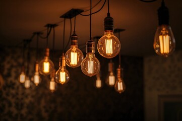 Glowing ornamental bulbs illuminating the ceiling