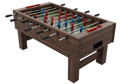 Wooden Foosball Table isolated on transparent background