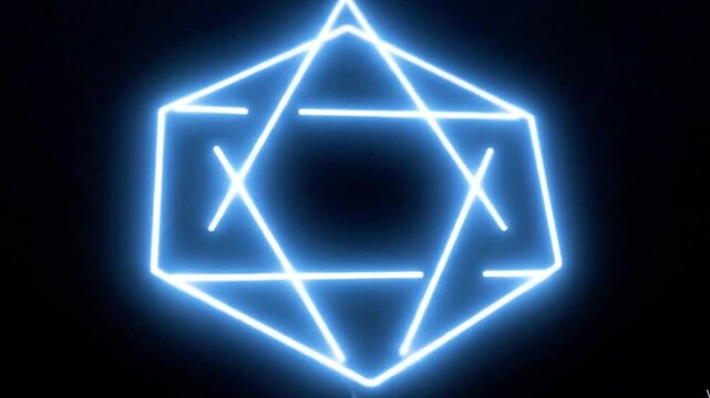 A clean logo reveal with a single glowing line tracing a geometric shape..