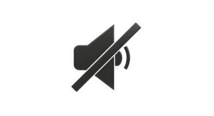 Sound off icon in black and white isolated PNG with Transparent Background