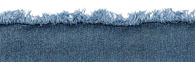 Denim fabric with a distressed fringe edge