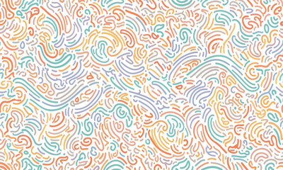 Abstract seamless pattern with colorful curved lines and organic wave shapes for modern decorative background design