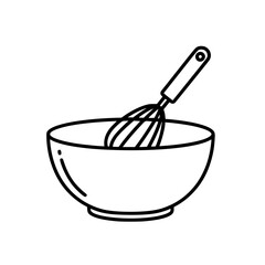 Bowl With Whisk Kitchen Illustration