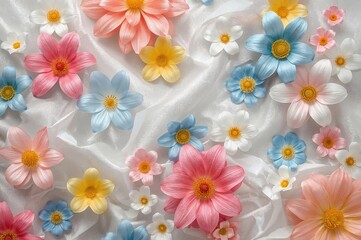 Obraz premium Background with vibrant synthetic flowers