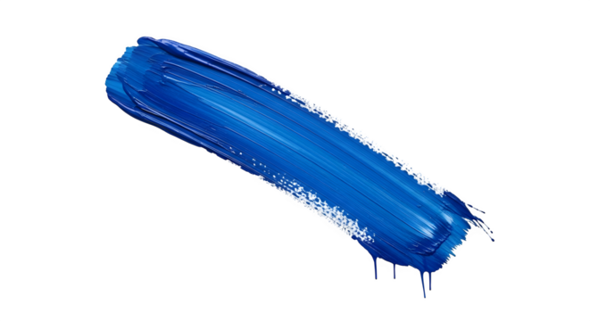 A bold stroke of blue paint isolated on transparent background, a vibrant and textured brushstroke for artistic and creative design elements