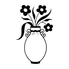 black and white floral vase doodle art