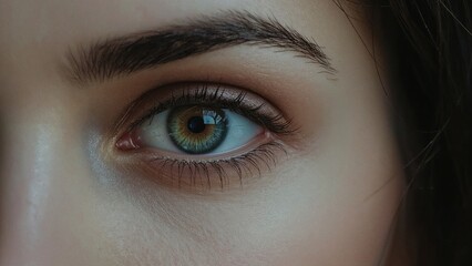 Detailed biometric eye scan of a female subject in modern virtual reality context