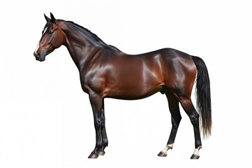 Obraz premium The purebred Arabian horse stands out with its distinctive features including a delicately shaped head, concave profile, elegantly curved neck, and elevated tail.