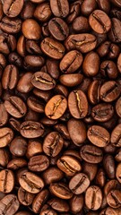 Fototapeta premium Close-Up Texture of Roasted Coffee Beans for Culinary Use