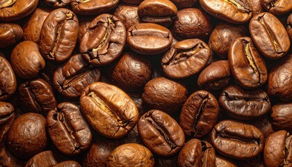 Obraz premium Rich and Aromatic Coffee Beans Spread Across a Textured Surface