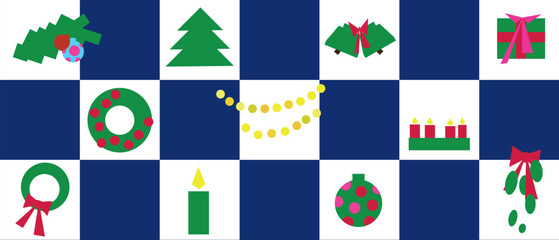 minimalistische Weihnachtssymbole , einfaches Design, Karos