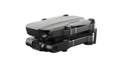 Folded gray drone isolated on transparent background a compact and portable unmanned aerial vehicle for aerial photography, videography, and exploration