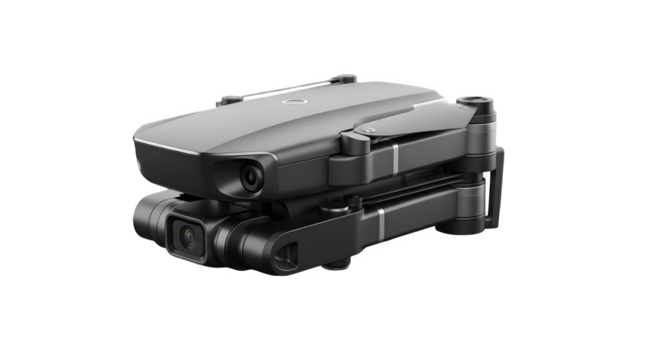 Folded gray drone isolated on transparent background a compact and portable unmanned aerial vehicle for aerial photography, videography, and exploration