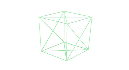 Abstract geometric shape with lines and triangles creating a complex 3d structure isolated on transparent background, showcasing mathematical precision