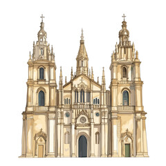 Naklejka premium Cathedral of Santiago de Compostela. Cathedral of Santiago de Compostela watercolor vector illustration