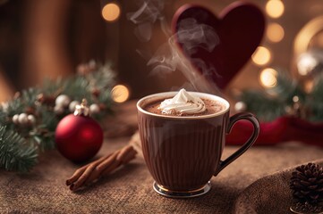 Obraz premium Mug filled with delicious warm chocolate drink