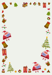 Merry Christmas and Happy New Year background with decorated element.Santa Claus,tree,gift, snowman, balls for cards, greeting, poster and banner design.