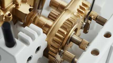 Vibrant close-up of intricate mechanical gear system Generative AI