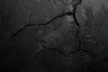 Obraz premium Close-up of a cracked dark concrete texture background
